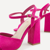 Monroe Wide Fit Fuchsia Block Heels
