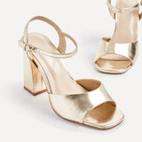 Monroe Wide Fit Gold Block Heels