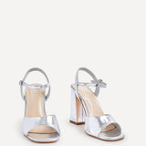 Monroe Wide Fit Silver Block Heels