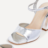 Monroe Wide Fit Silver Block Heels