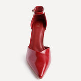 Moira Red Faux Leather V Cut Court Heelsv