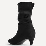 Mosaic Black Ruched Ankle Boots