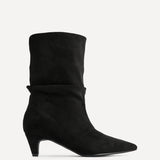 Mosaic Black Ruched Ankle Boots