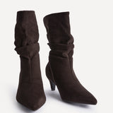 Mosaic Brown Ruched Ankle Boots