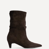 Mosaic Brown Ruched Ankle Boots