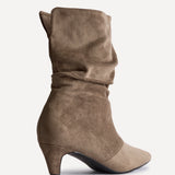 Mosaic Mocha Ruched Ankle Boots