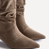 Mosaic Mocha Ruched Ankle Boots