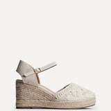 Mystic Beige Embroidered Espadrille Wedges