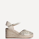 Mystic Gold Embroidered Espadrille Wedges