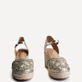 Mystic Gold Embroidered Espadrille Wedges