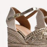 Mystic Gold Embroidered Espadrille Wedges