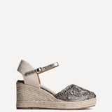 Mystic Pewter Embroidered Espadrille Wedges