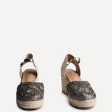 Mystic Pewter Embroidered Espadrille Wedges