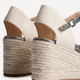 Mystic Pewter Embroidered Espadrille Wedges