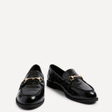 Maison Black Faux Croc Patent Leather Loafers