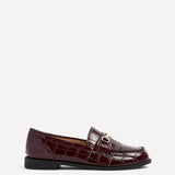 Maison Burgundy Faux Croc Patent Leather Loafers