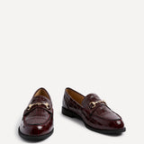 Maison Burgundy Faux Croc Patent Leather Loafers