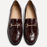Maison Burgundy Faux Croc Patent Leather Loafers