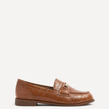 Maison Tan Faux Croc Patent Leather Loafers