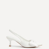 Merlot Bridal White Satin Bow Court Heels