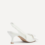 Merlot Bridal White Satin Bow Court Heels