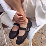Monaco Black Mesh Mary Jane Pumps
