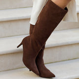 Onyx Brown Faux Suede Long Heeled Boots