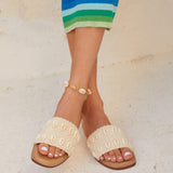 Shell Natural Embellished Slider Sandals