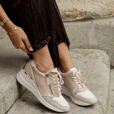 Aylin Nude Colour Wedge Trainers