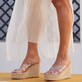 Shaylen Nude Perspex Rope Wedges