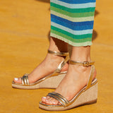 Chelsea Gold Wedged Sandals
