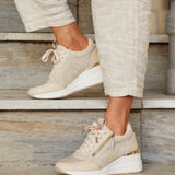 Everett Gold & Nude Wedged Trainers