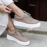 Harlem Mocha Faux Suede and Leather Platform Trainer