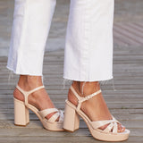 Keliah Nude Patent Platform Heels