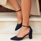Jude Navy Faux Suede Court Heels