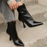Jetta Black Heeled Pointed Boots