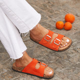 Echo Orange Double Buckle Sandals