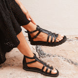 Tour Black Gladiator T-Bar Sandals