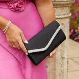 Aveline Black Satin Clutch Bag