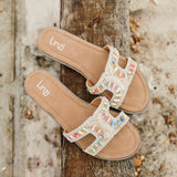 Nerissa Diamante Beaded Flat Sandals