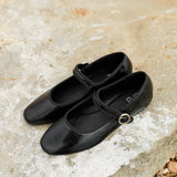 Graceful Black Faux Leather Ballet Pumps