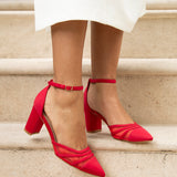 Tasha red Scuba Mesh Court Heels