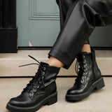 Lacey Black Laced Military Boots