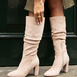 Aura Beige Long Heeled Boots