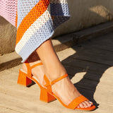 Darcie Orange Faux Suede Heeled Sandals