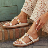 Alert Ivory Studded Slip On Sandals