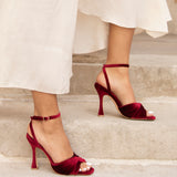 Emery Red Velvet High Heels