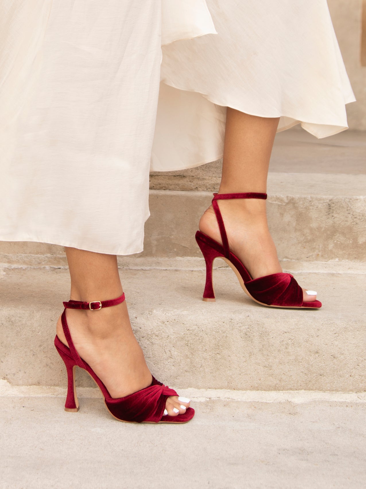 Red Velvet Stiletto High Heel – Linzi - Main Image