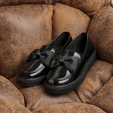 Nadia Black Faux Patent Loafers