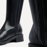 Nadine Black Faux Leather Long Boots